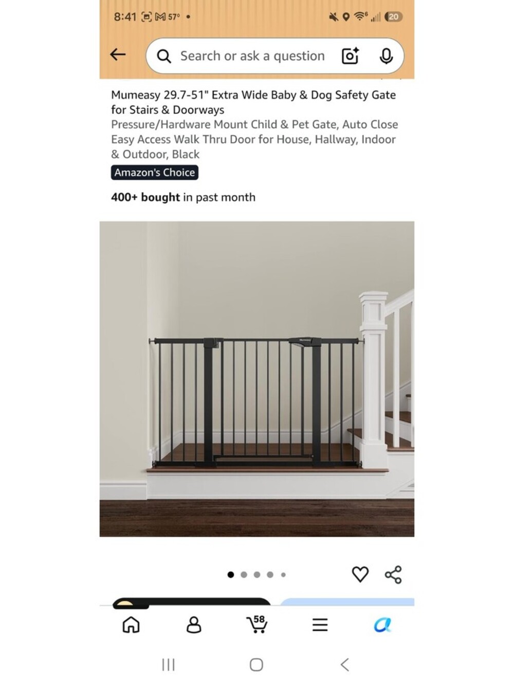 Mumeasy 29.7-51" Extra Wide Baby & Dog Safety Gate for Stairs & Doorways